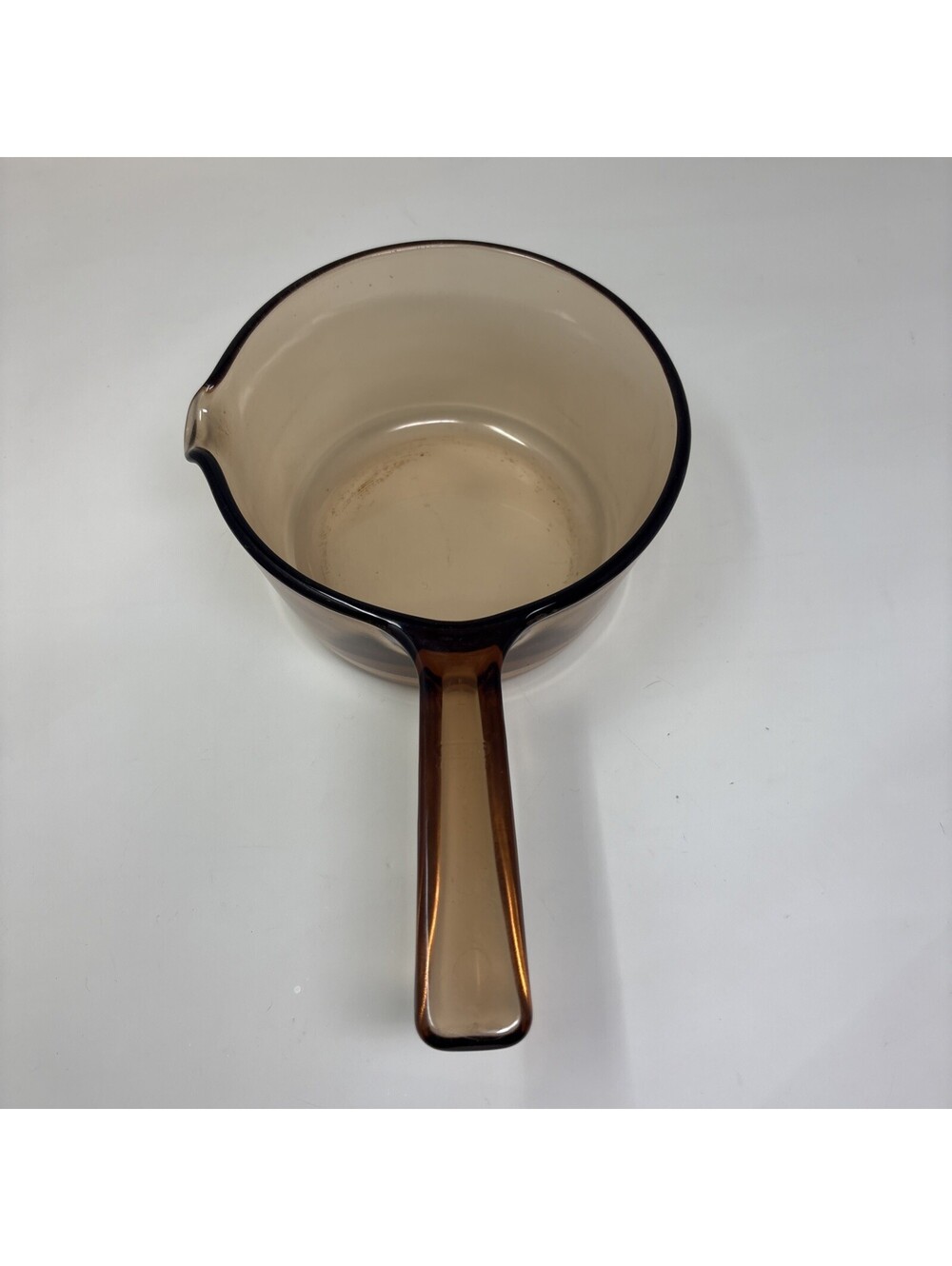 Vintage Pyrex Corning Vision Ware Amber 1L Glass Cooking Pot Spout no lid